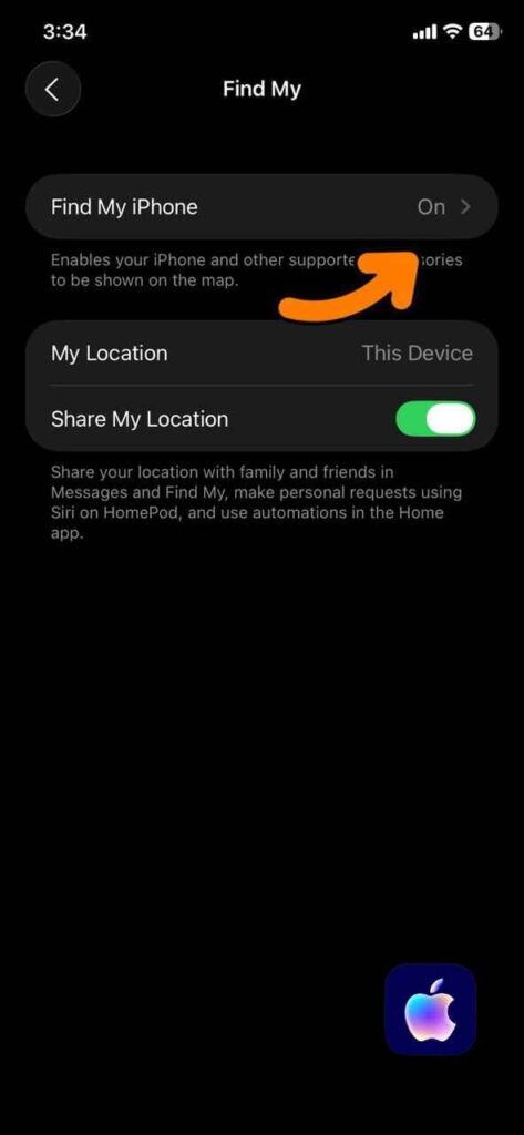 How to turn off Find My iPhone toggle on iPhone 11.